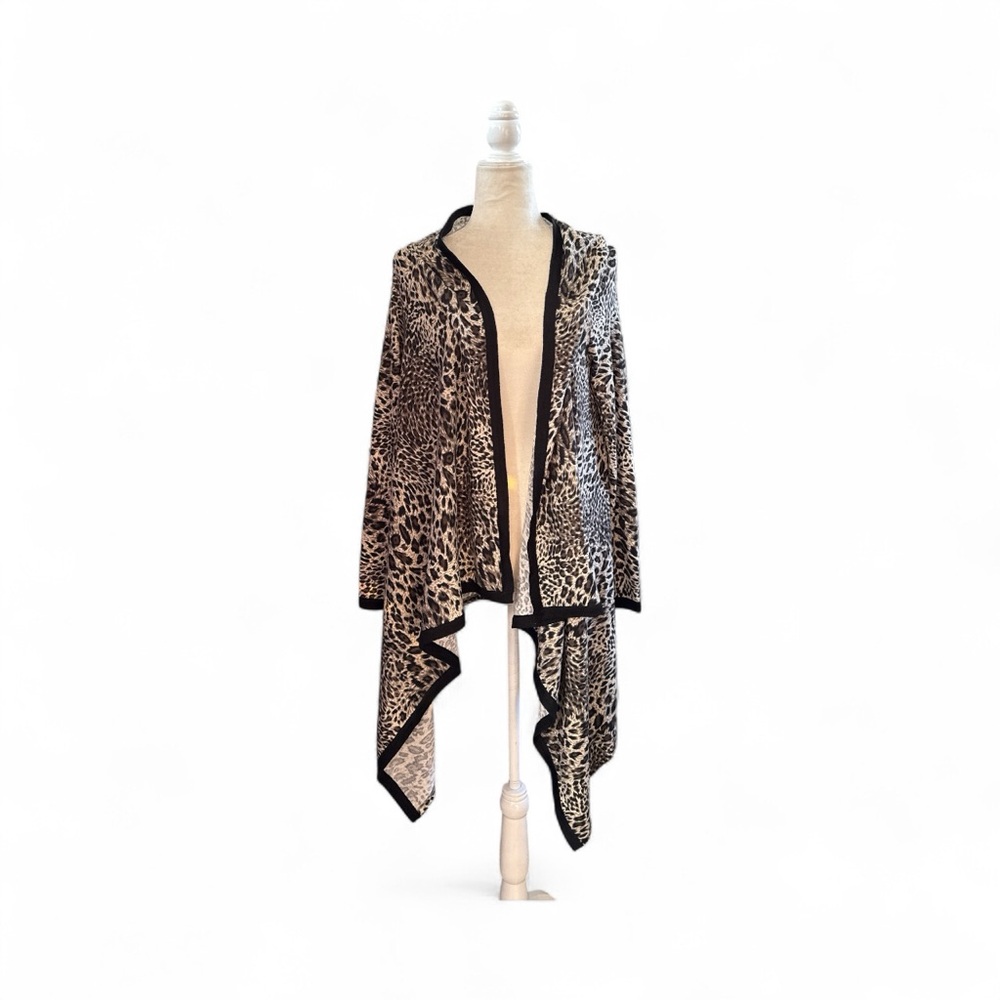 BCBGMAXAZRIA Animal Print Open Cardigan Sweater Medium